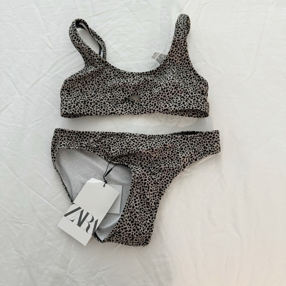 NWT Zara leopard pint bikini two piece kids